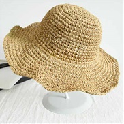( khaki)Korean style foldable handmade all-Purpose pure color hat woman summer sunscreen Sandy beach sun hat