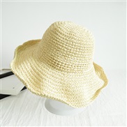 (M5658cm)( Beige)Korean style foldable handmade all-Purpose pure color hat woman summer sunscreen Sandy beach sun hat