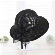 ( bow   black)summer lady sunscreen straw hat foldable sun hat Sandy beach sunscreen bow Bucket hat