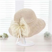 ( bow   Beige)summer lady sunscreen straw hat foldable sun hat Sandy beach sunscreen bow Bucket hat
