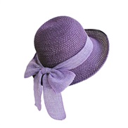 (purple)straw hat woman summer sunscreen big all-Purpose sun hat Shade Korean style Sandy beach hat woman