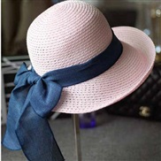 (M56-58cm)( Pink)straw hat woman summer sunscreen big all-Purpose sun hat Shade Korean style Sandy beach hat woman