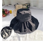 ( Adjustable54-58cm )( fashion  black )summer ultraviolet-proof sun hat woman black all-Purpose sunscreen Bucket hat Ou