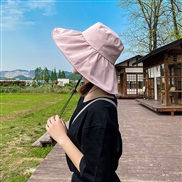 ( Adjustable54-58cm )( pink)summer ultraviolet-proof sun hat woman black all-Purpose sunscreen Bucket hat Outing sun hat