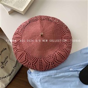 (M56-58cm)( pink)day sweet hollow weave hat woman lovely thin style draughty samll Modeling
