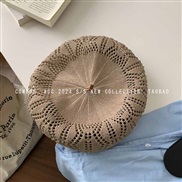 (M56-58cm)( khaki)day sweet hollow weave hat woman lovely thin style draughty samll Modeling