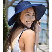 ( blue )summer sun hat Korean style woman big sunscreen sun hat foldable straw hat