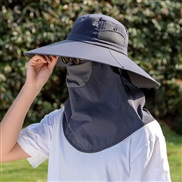 ( Dark grey+)Bucket hat man summer sun hat Outdoor draughty big sun hat