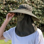 ( Army green+)Bucket hat man summer sun hat Outdoor draughty big sun hat