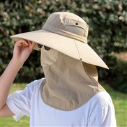 ( khaki+)Bucket hat man summer sun hat Outdoor draughty big sun hat