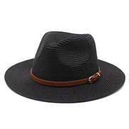 (M56-58cm)( black)occidental style straw hat woman man woman spring summer fashion sun sunscreen sun hat