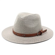 (M56-58cm)( gray)occidental style straw hat woman man woman spring summer fashion sun sunscreen sun hat