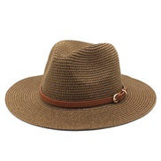 (M56-58cm)( brown)occidental style straw hat woman man woman spring summer fashion sun sunscreen sun hat
