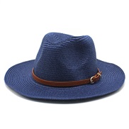 (M56-58cm)( Navy blue)occidental style straw hat woman man woman spring summer fashion sun sunscreen sun hat