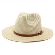 (M56-58cm)( Beige)occidental style straw hat woman man woman spring summer fashion sun sunscreen sun hat