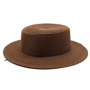 (M56-58cm)( brown) color straw hat woman summer samll Sandy beach hat sun hat