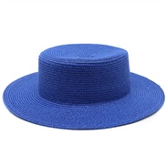 (M56-58cm)( sapphire blue ) color straw hat woman summer samll Sandy beach hat sun hat