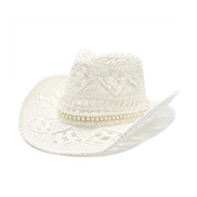 ( white)hollow Cowboy straw hat Sandy beach man woman summer Outdoor Shade straw hat