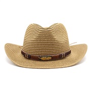 ( khaki) Cowboy straw hat man lady Outdoor Sandy beach sunscreen sun hatY