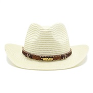 (M56-58cm)( while ) Cowboy straw hat man lady Outdoor Sandy beach sunscreen sun hatY