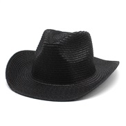 (M56-58cm)( black)spring summer straw hat Cowboy spring summer thin style watch-face Sandy beach hat