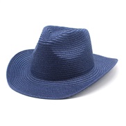 (M56-58cm)( Navy blue)spring summer straw hat Cowboy spring summer thin style watch-face Sandy beach hat