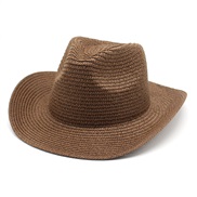 (M56-58cm)( Brown)spring summer straw hat Cowboy spring summer thin style watch-face Sandy beach hat