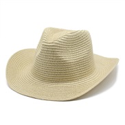 (M56-58cm)( Beige)spring summer straw hat Cowboy spring summer thin style watch-face Sandy beach hat