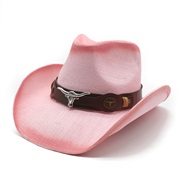 (M56-58cm)( rose Red pink) Cowboy hat man woman occidental style ethnic style draughty Outdoor Sandy beach hat
