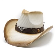 (M56-58cm)( while ) Cowboy hat man woman occidental style ethnic style draughty Outdoor Sandy beach hat