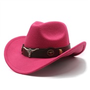 (M56-58cm)( rose Red) ethnic style Cowboy retro hat woollen
