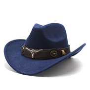 (M56-58cm)( Navy blue) ethnic style Cowboy retro hat woollen