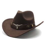 (M56-58cm)( Brown) ethnic style Cowboy retro hat woollen