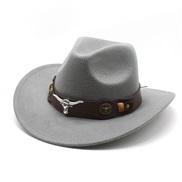(M56-58cm)( gray) ethnic style Cowboy retro hat woollen