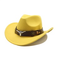 (M56-58cm)( yellow) ethnic style Cowboy retro hat woollen