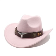 (M56-58cm)( Pink) ethnic style Cowboy retro hat woollen