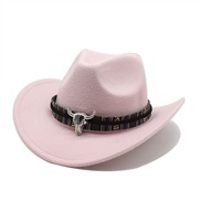 (M56-58cm)( Pink)occidental style wind Cowboy woollen man lady ethnic style big