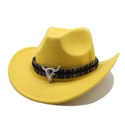 (M56-58cm)( yellow)occidental style wind Cowboy woollen man lady ethnic style big