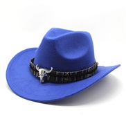 (M56-58cm)( sapphire blue )occidental style wind Cowboy woollen man lady ethnic style big