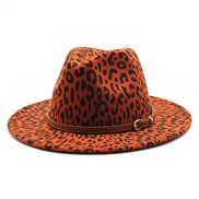 (M56-58cm)( Red wine)Autumn and Winter wind woollen man lady occidental style big hat fashion leopard flat edge