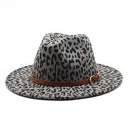 (M56-58cm)( Dark grey)Autumn and Winter wind woollen man lady occidental style big hat fashion leopard flat edge