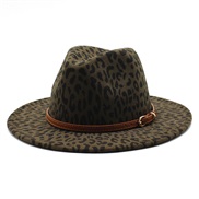 (M56-58cm)( Army green)Autumn and Winter wind woollen man lady occidental style big hat fashion leopard flat edge
