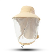 ( Khaki)Outdoor hat man sunscreen draughty nets yarn surface lady