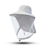 ( Light gray)Outdoor hat man sunscreen draughty nets yarn surface lady