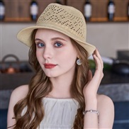 ( khaki)summer Shade straw hat woman summer sunscreen sun hat Sandy beach travel all-Purpose sun hat