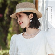 ( Khaki Beige)summer straw hat Shade travel Street Snap sunscreen hat woman