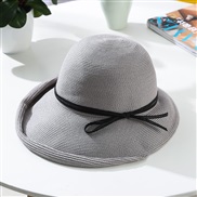 (M56-58cm)( gray)sunscreen straw hat woman summer foldable Sandy beach woman Shade Bucket hat bow Korean style