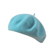 ( one size)( blue)Autumn and Winter new color Optional wool fashion leisure warm thick pure color all-Purpose hat