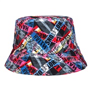 (XW  )occidental style head fashion print Bucket hat Outdoor sunscreen width Double surface Word print man woman style