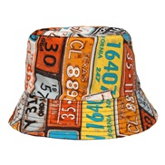 (XW  )occidental style head fashion print Bucket hat Outdoor sunscreen width Double surface Word print man woman style